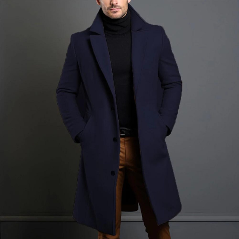 Men's Slim Fit Long Lapel Coat