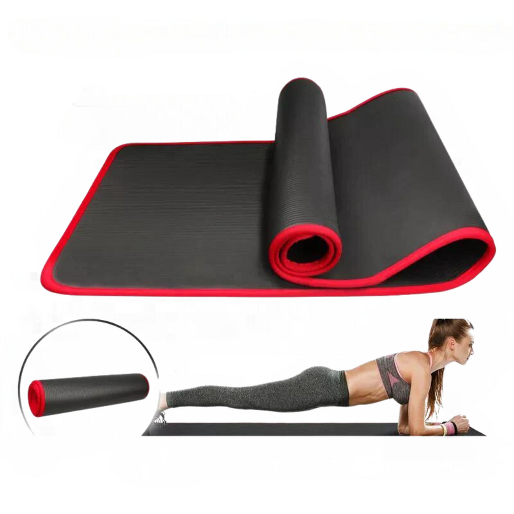 Extra Thick Non-Slip Exercise Mat with 10mm Cushioning and Fabric Border - Image 1
