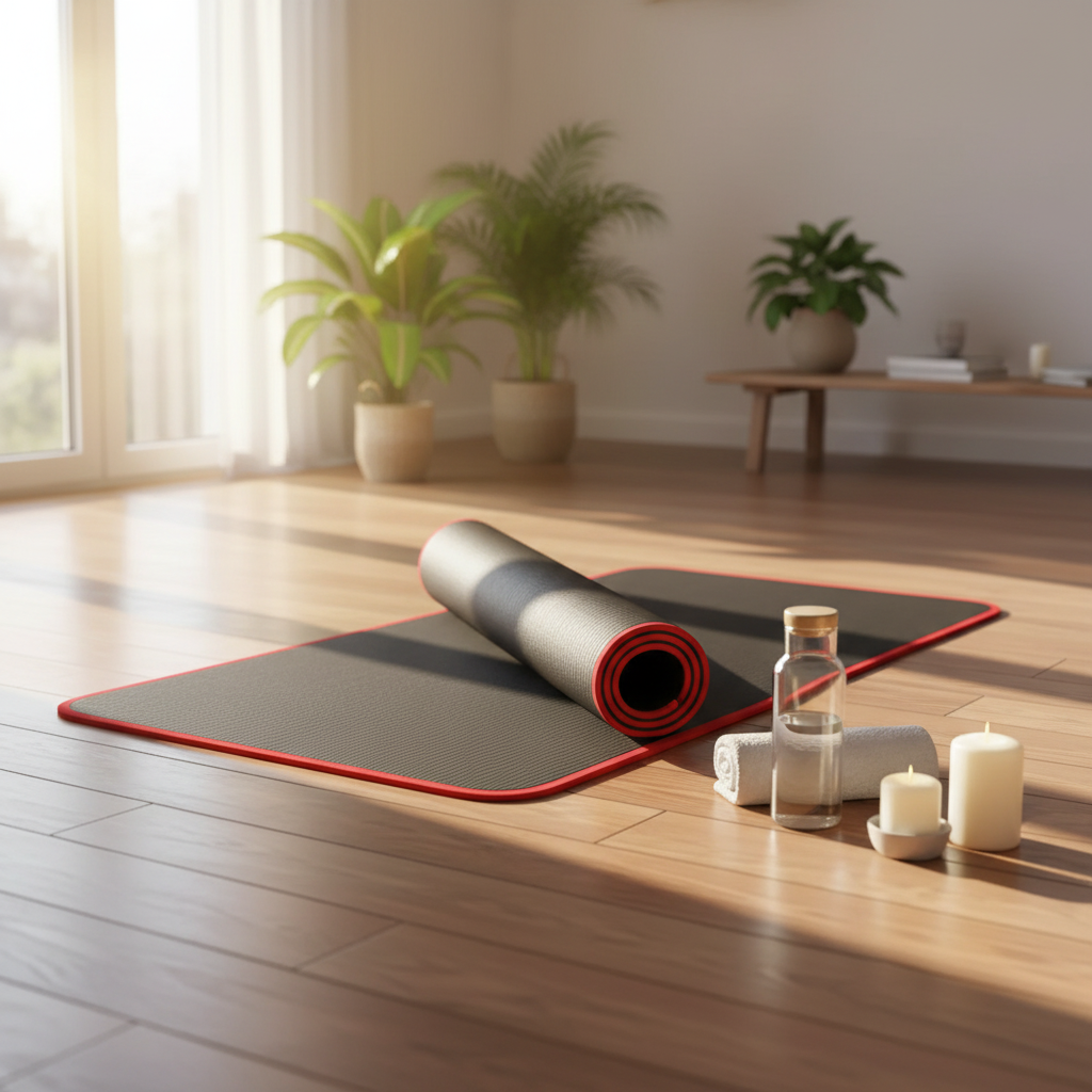 Extra Thick Non-Slip Exercise Mat with 10mm Cushioning and Fabric Border - Image 2