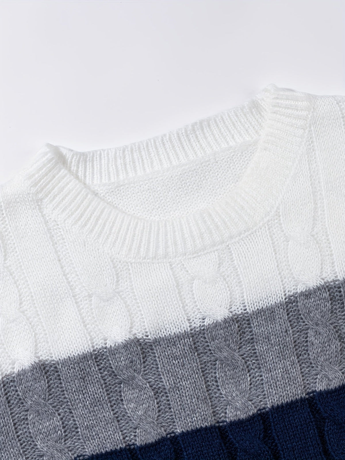 Men's Cable Knit Crew Neck Jumper
