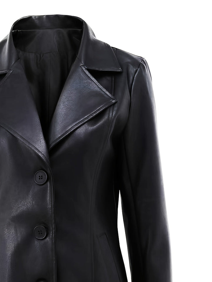 Women's A-Line Mid Length Coat with Notched Collar