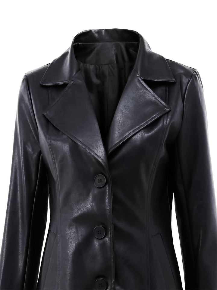 Women's A-Line Mid Length Coat with Notched Collar