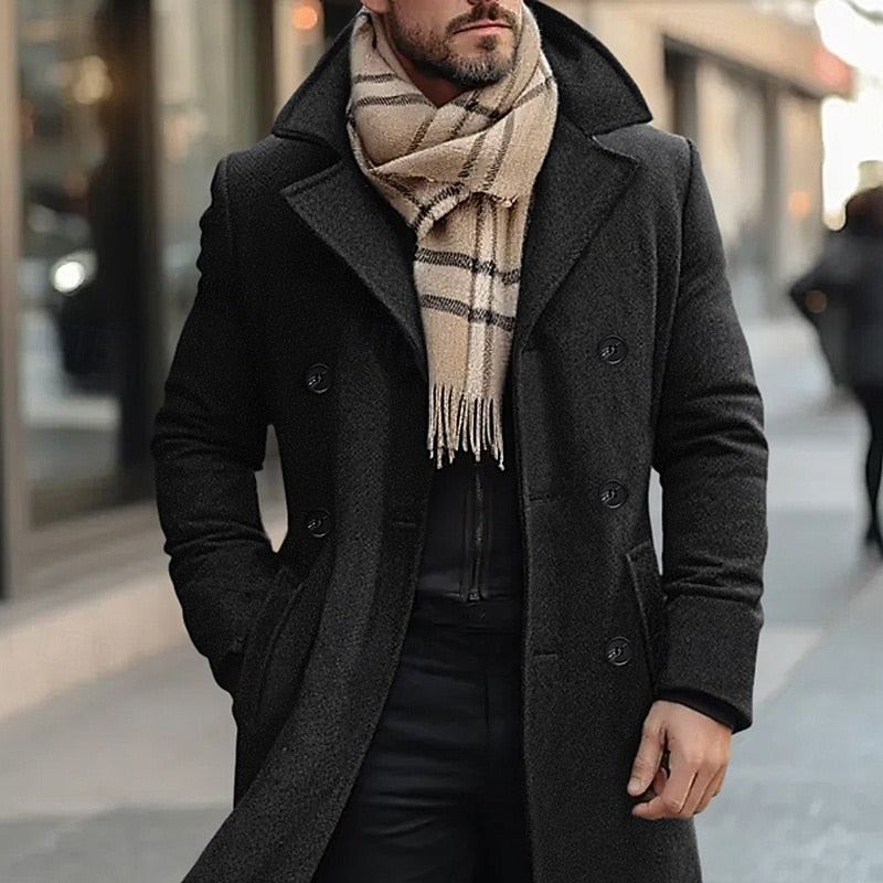 Cappotto lungo doppiopetto da uomo