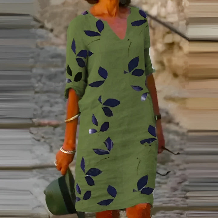 Women's Summer Dress with a Leaf Motif