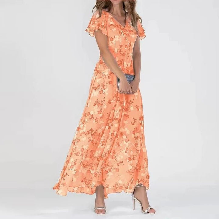 Rose | Women's Maxi Dress with V-Neck Loose Fit