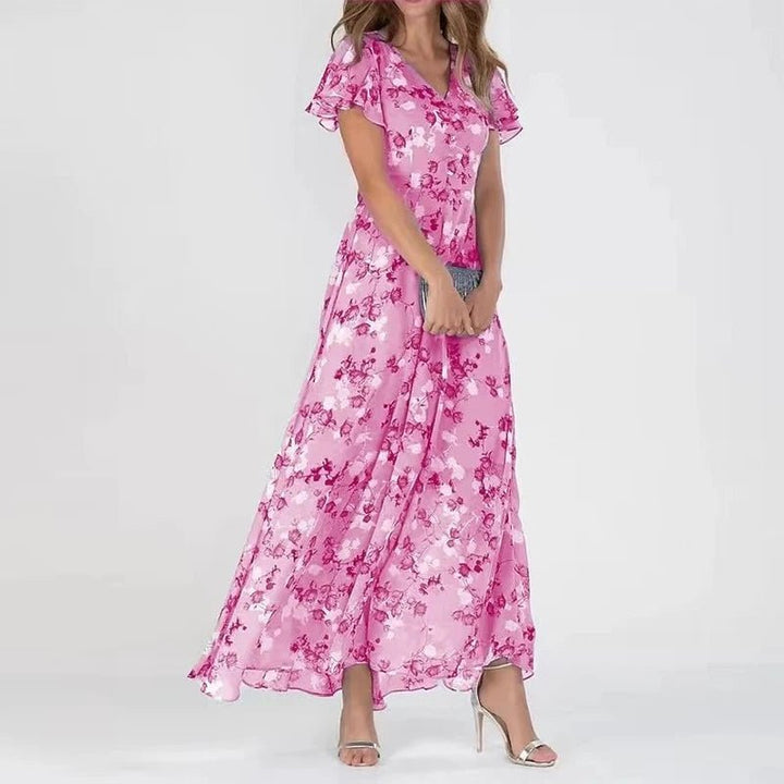 Rose | Women's Maxi Dress with V-Neck Loose Fit