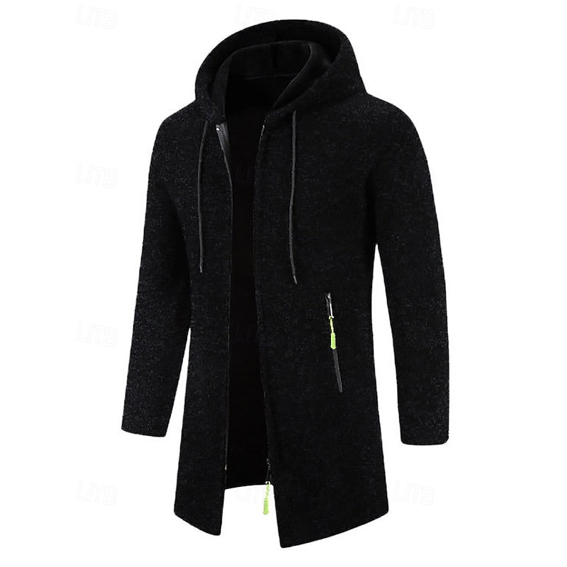 Cappotto lungo con cappuccio da uomo