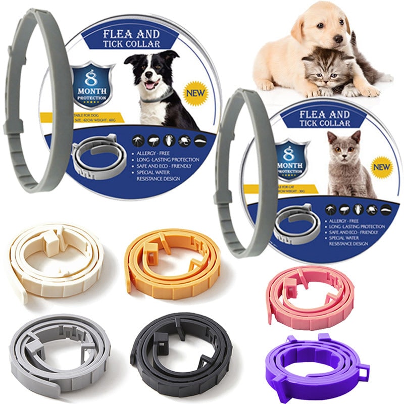 Flea Collar for Cats and Dogs with Adjustable Silicone Strap and 8 Month Natural Protection - Image 1