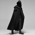 Floor-Length Hooded Cloak with Shoulder Capelet and Decorative Trim for Gothic Costume - Image 1
