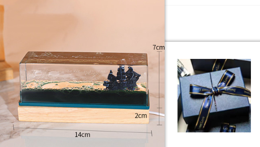 Fluid Drift Bottle Desk Ornament with LED Light Base and Floating Ship - Image 15