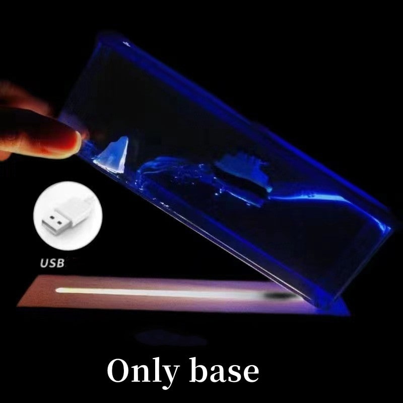 Fluid Drift Bottle Desk Ornament with LED Light Base and Floating Ship - Image 4