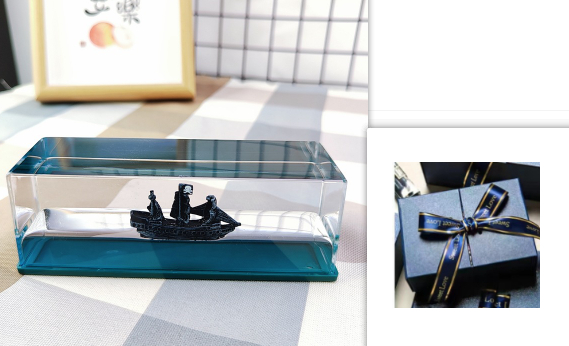 Fluid Drift Bottle Desk Ornament with LED Light Base and Floating Ship - Image 7