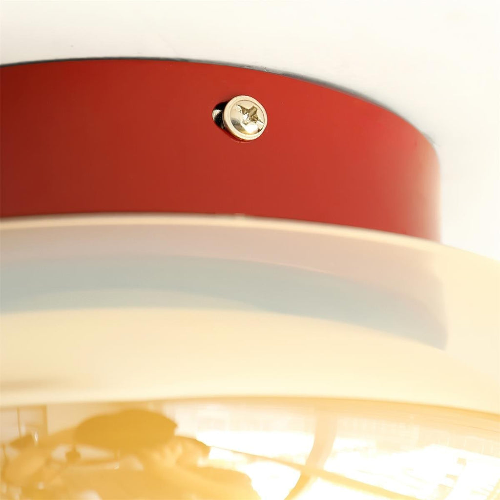 Flush Mount Ceiling Light with Amber Glass Shade and Integrated LED Warm White - Image 10