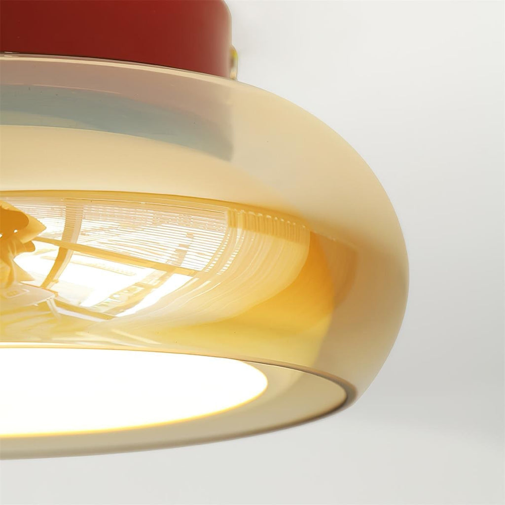 Flush Mount Ceiling Light with Amber Glass Shade and Integrated LED Warm White - Image 12
