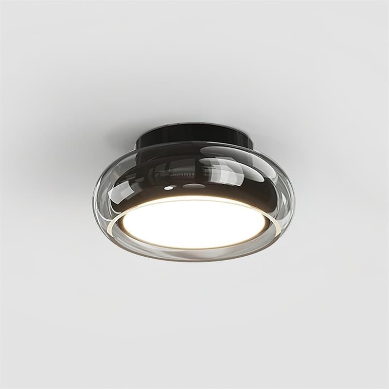 Flush Mount Ceiling Light with Amber Glass Shade and Integrated LED Warm White - Image 15