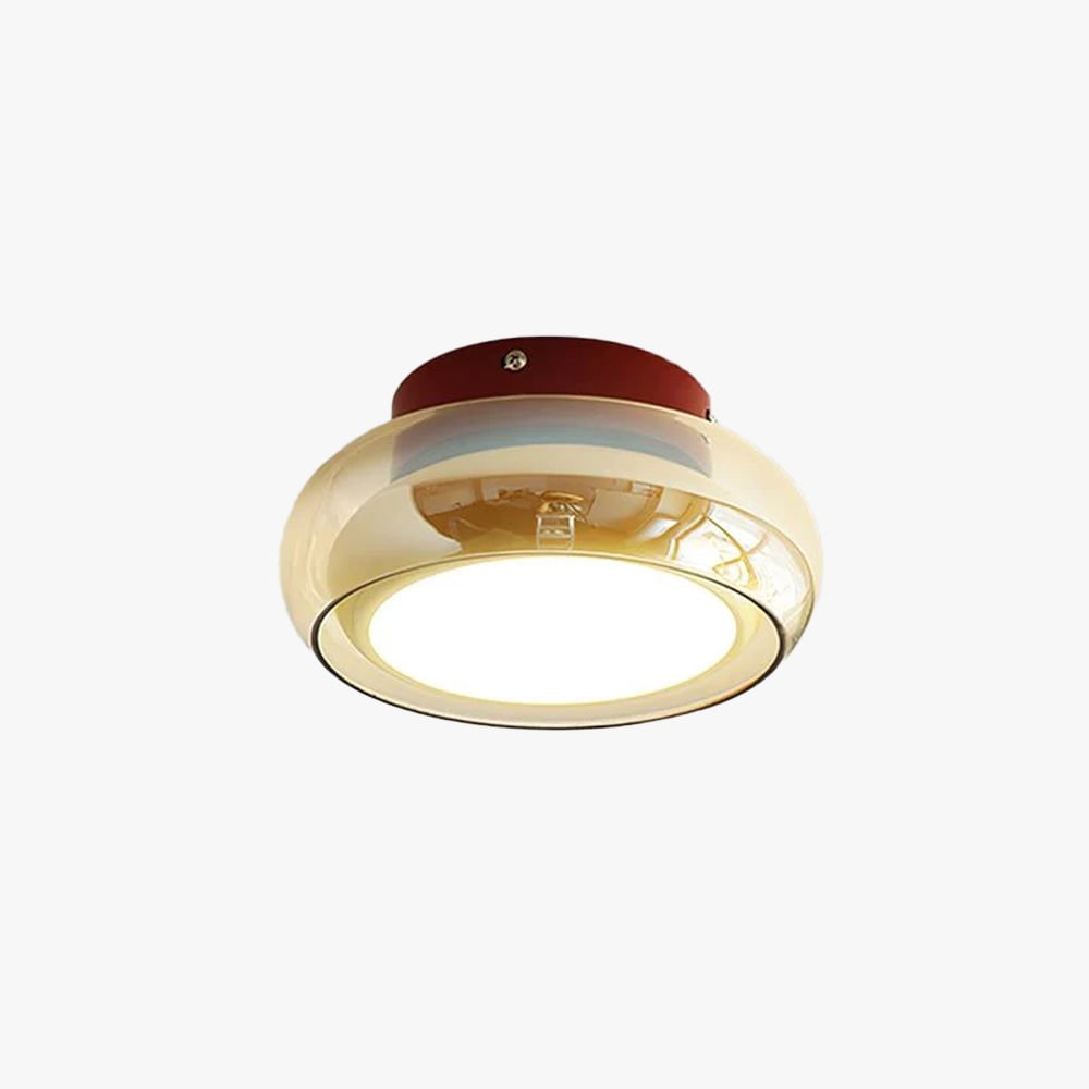 Flush Mount Ceiling Light with Amber Glass Shade and Integrated LED Warm White - Image 18