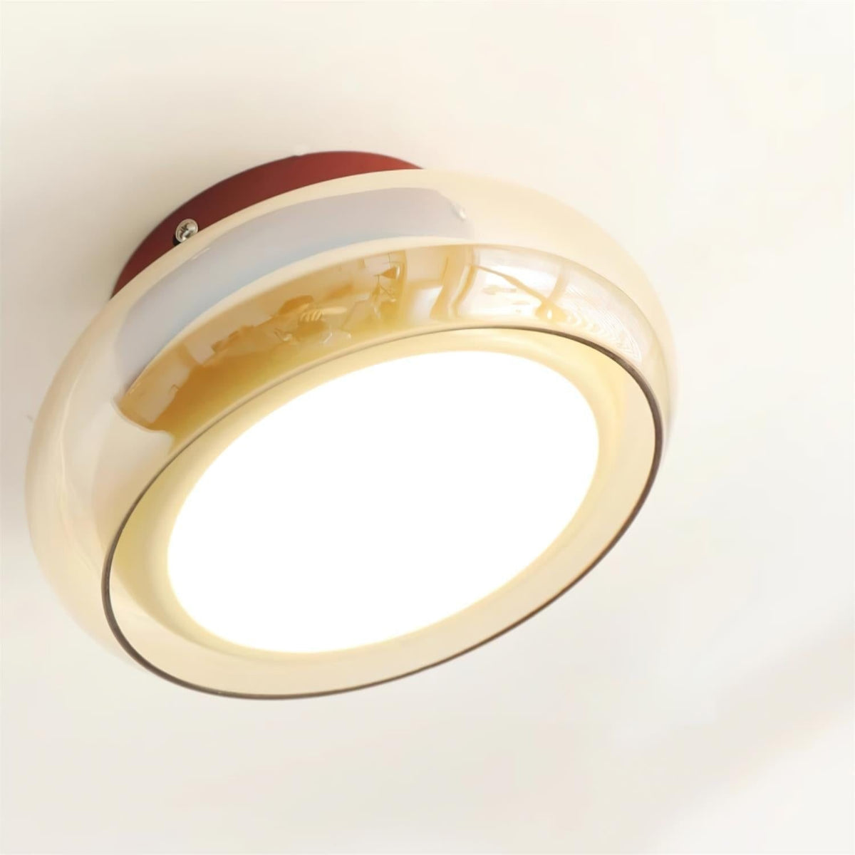 Flush Mount Ceiling Light with Amber Glass Shade and Integrated LED Warm White - Image 9