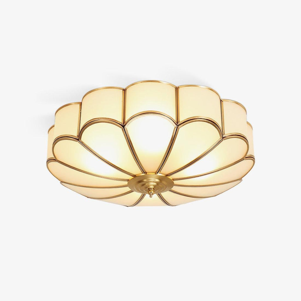 Flush Mount Ceiling Light with Floral Scalloped Design and Frosted Glass - Image 1
