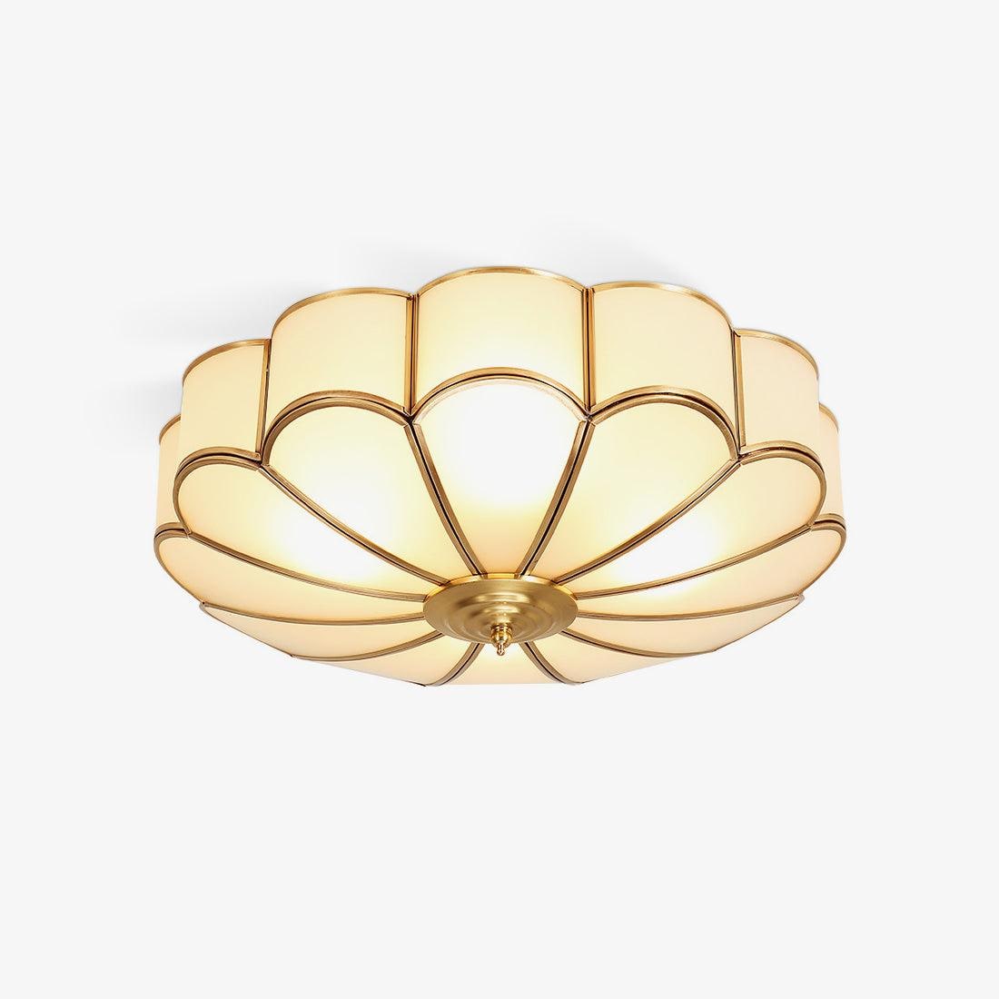 Flush Mount Ceiling Light with Floral Scalloped Design and Frosted Glass - Image 1