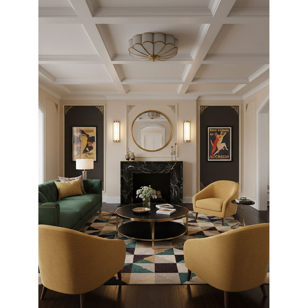 Flush Mount Ceiling Light with Floral Scalloped Design and Frosted Glass - Image 15