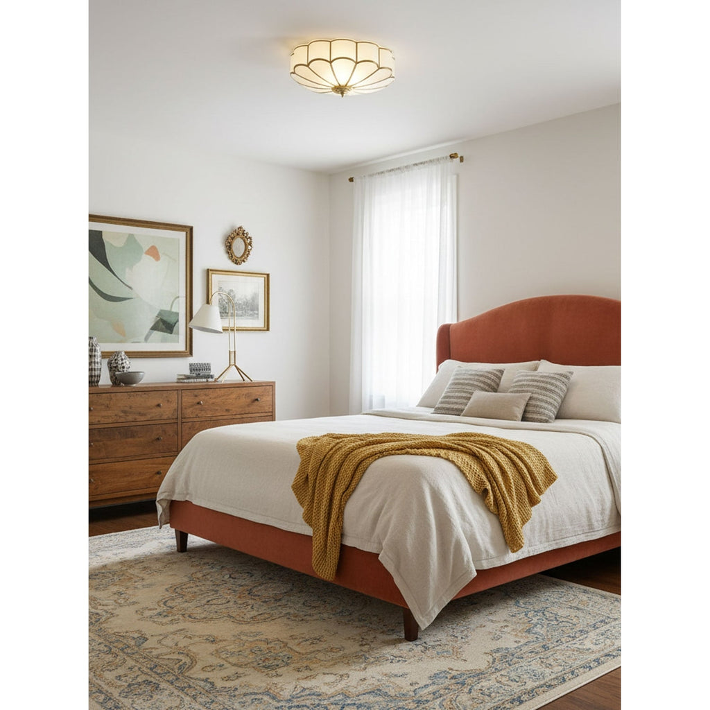 Flush Mount Ceiling Light with Floral Scalloped Design and Frosted Glass - Image 20