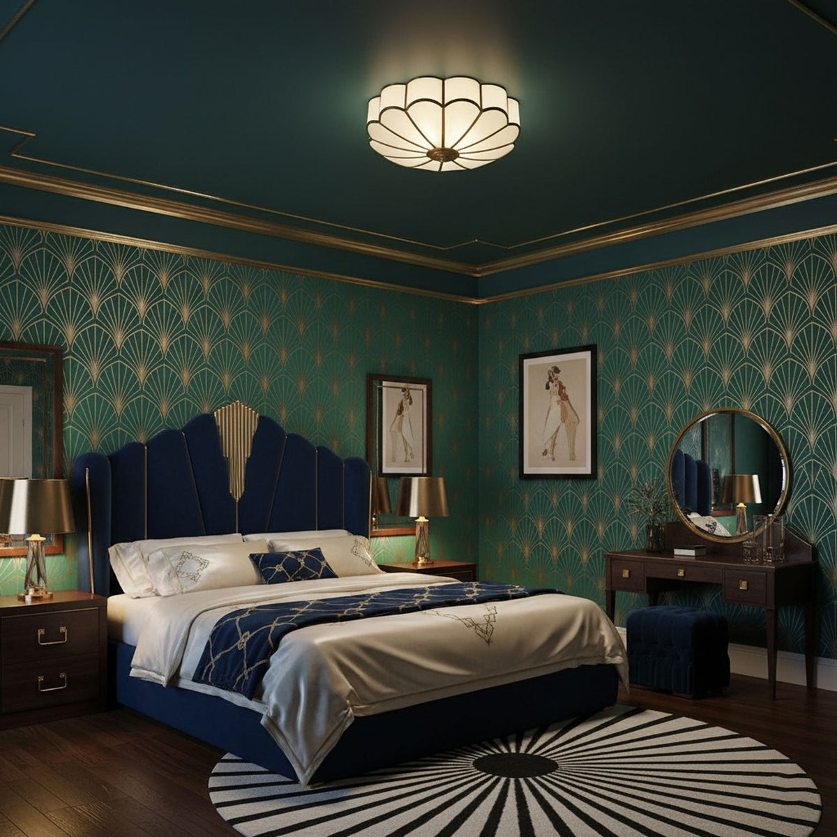 Flush Mount Ceiling Light with Floral Scalloped Design and Frosted Glass - Image 22