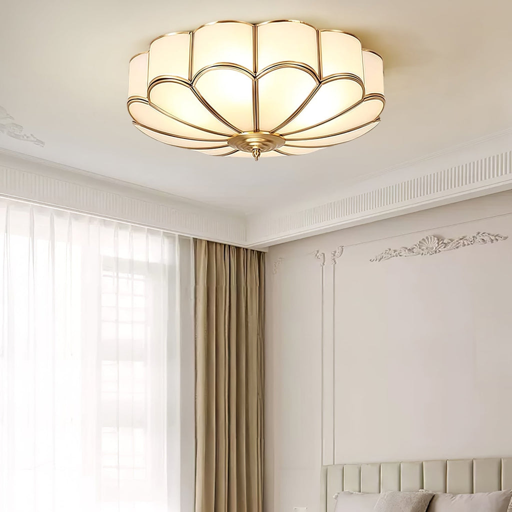Flush Mount Ceiling Light with Floral Scalloped Design and Frosted Glass - Image 23