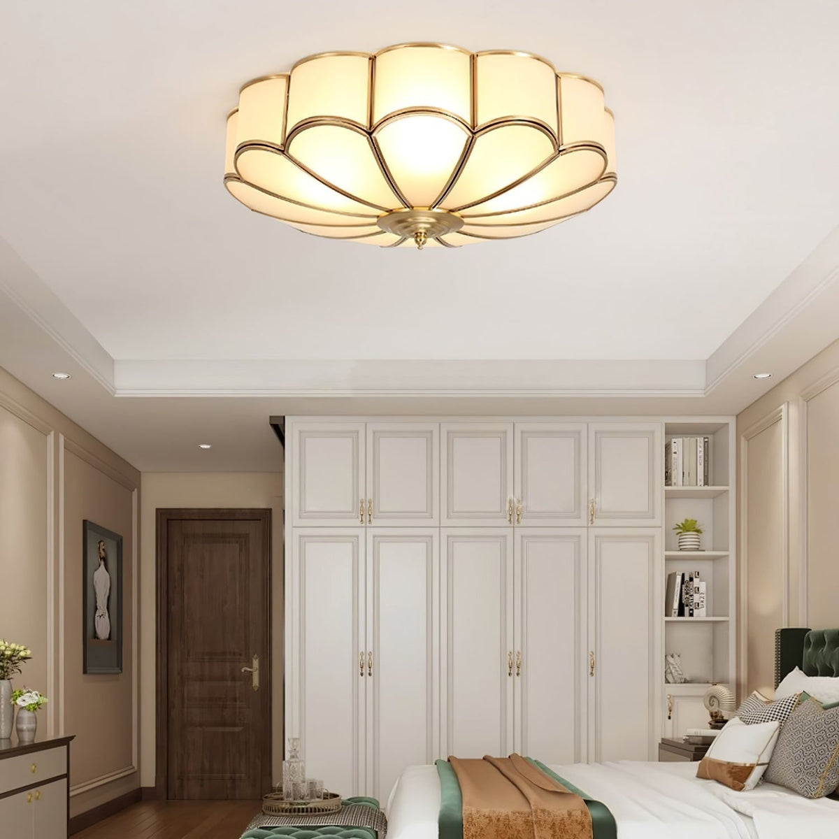 Flush Mount Ceiling Light with Floral Scalloped Design and Frosted Glass - Image 25