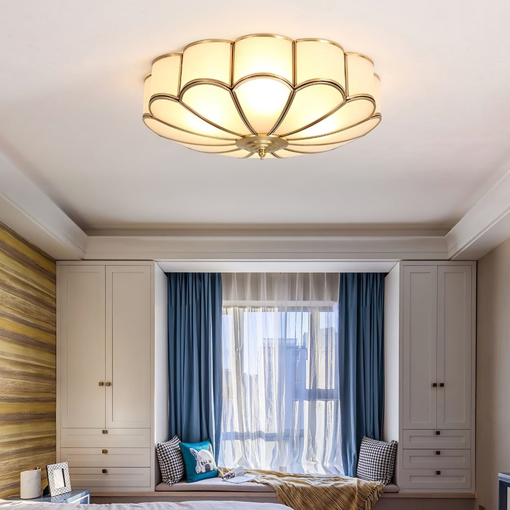 Flush Mount Ceiling Light with Floral Scalloped Design and Frosted Glass - Image 26
