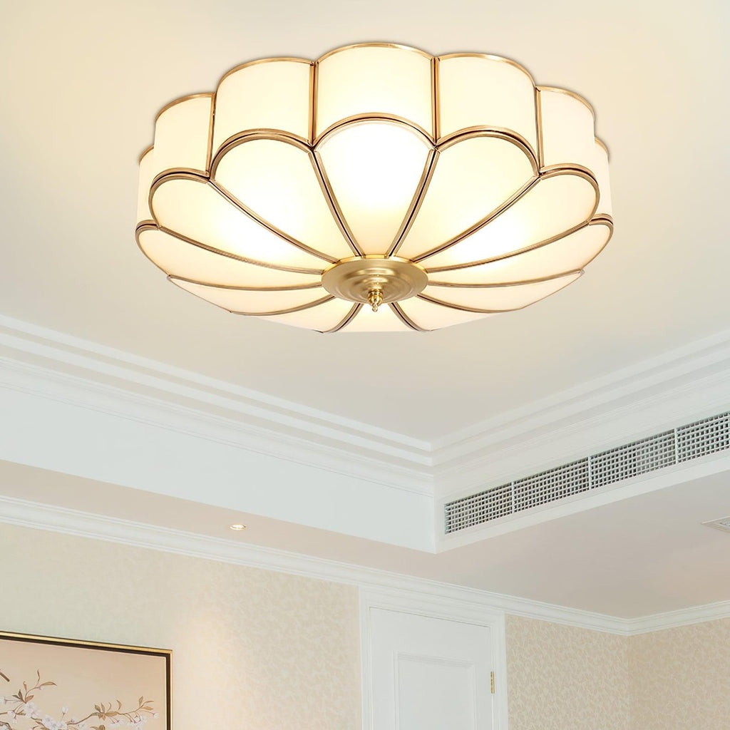 Flush Mount Ceiling Light with Floral Scalloped Design and Frosted Glass - Image 28