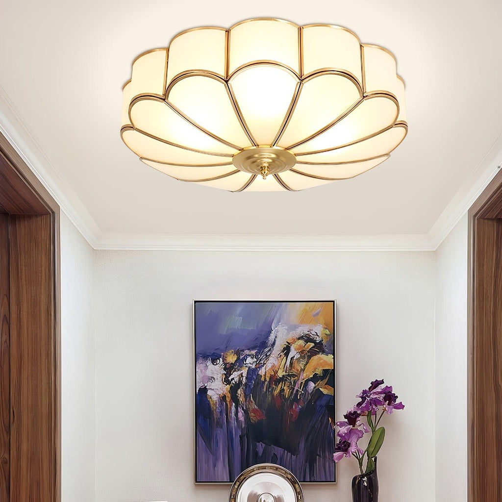 Flush Mount Ceiling Light with Floral Scalloped Design and Frosted Glass - Image 29
