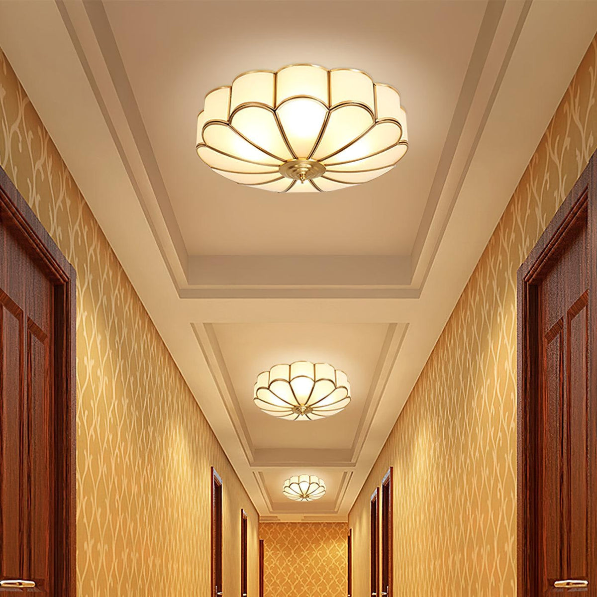 Flush Mount Ceiling Light with Floral Scalloped Design and Frosted Glass - Image 30
