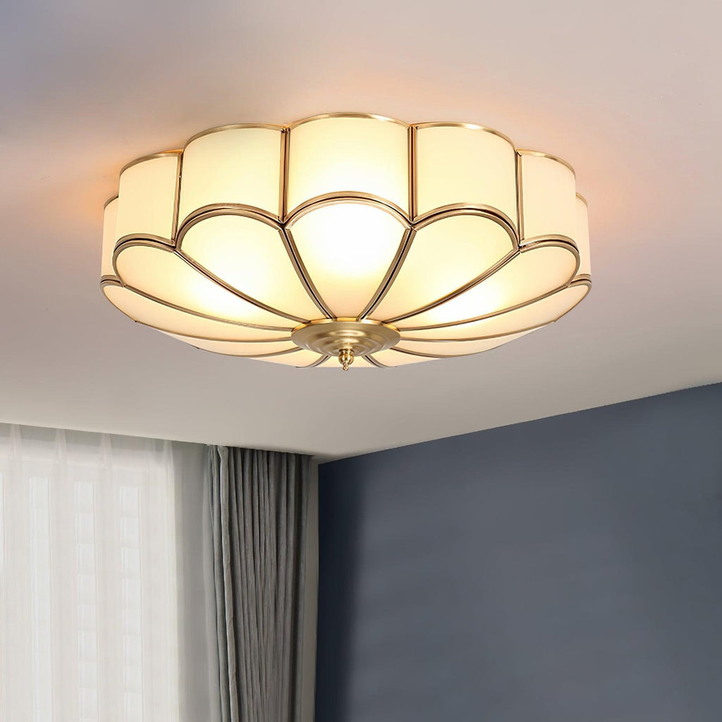Flush Mount Ceiling Light with Floral Scalloped Design and Frosted Glass - Image 31