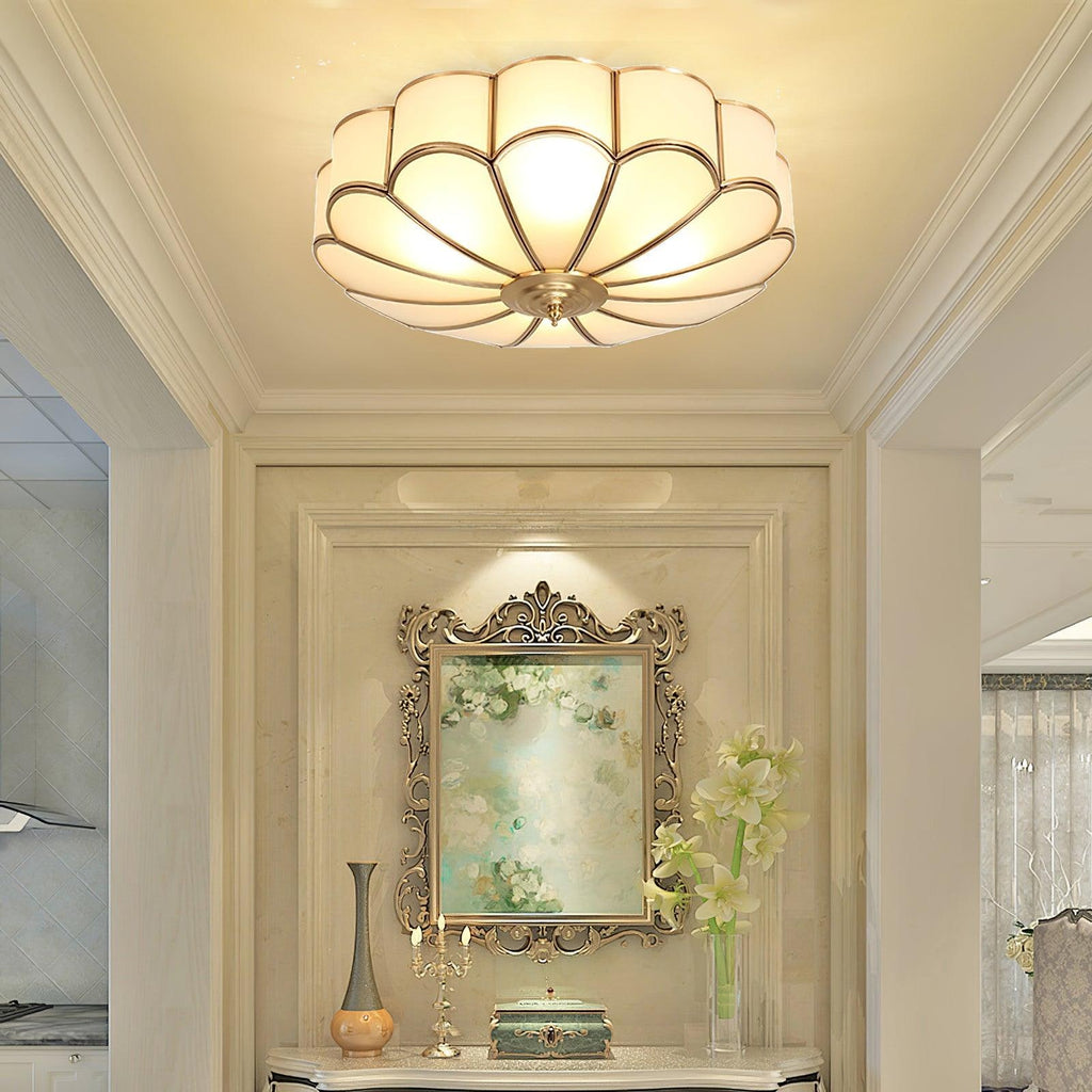 Flush Mount Ceiling Light with Floral Scalloped Design and Frosted Glass - Image 32