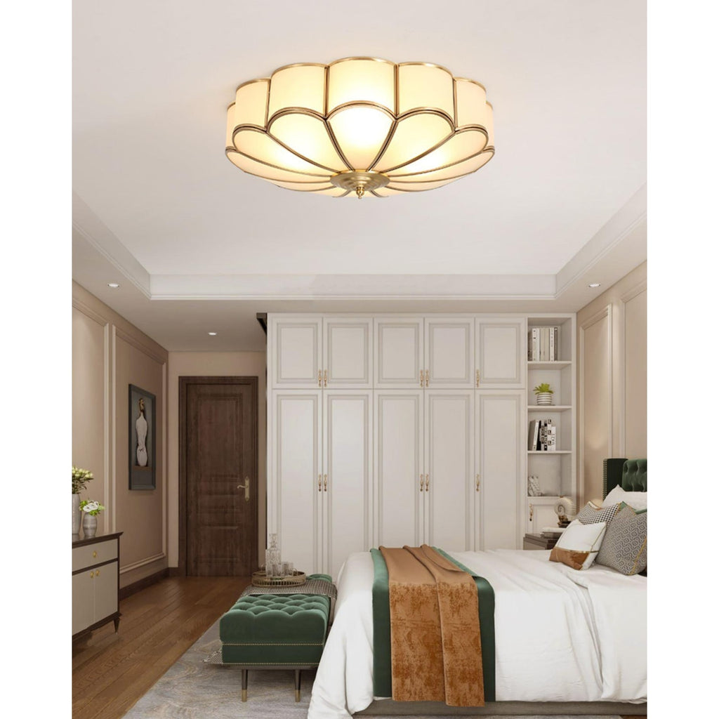 Flush Mount Ceiling Light with Floral Scalloped Design and Frosted Glass - Image 33