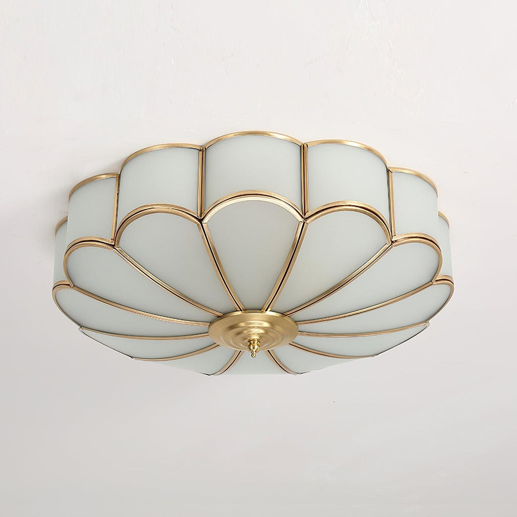 Flush Mount Ceiling Light with Floral Scalloped Design and Frosted Glass - Image 37
