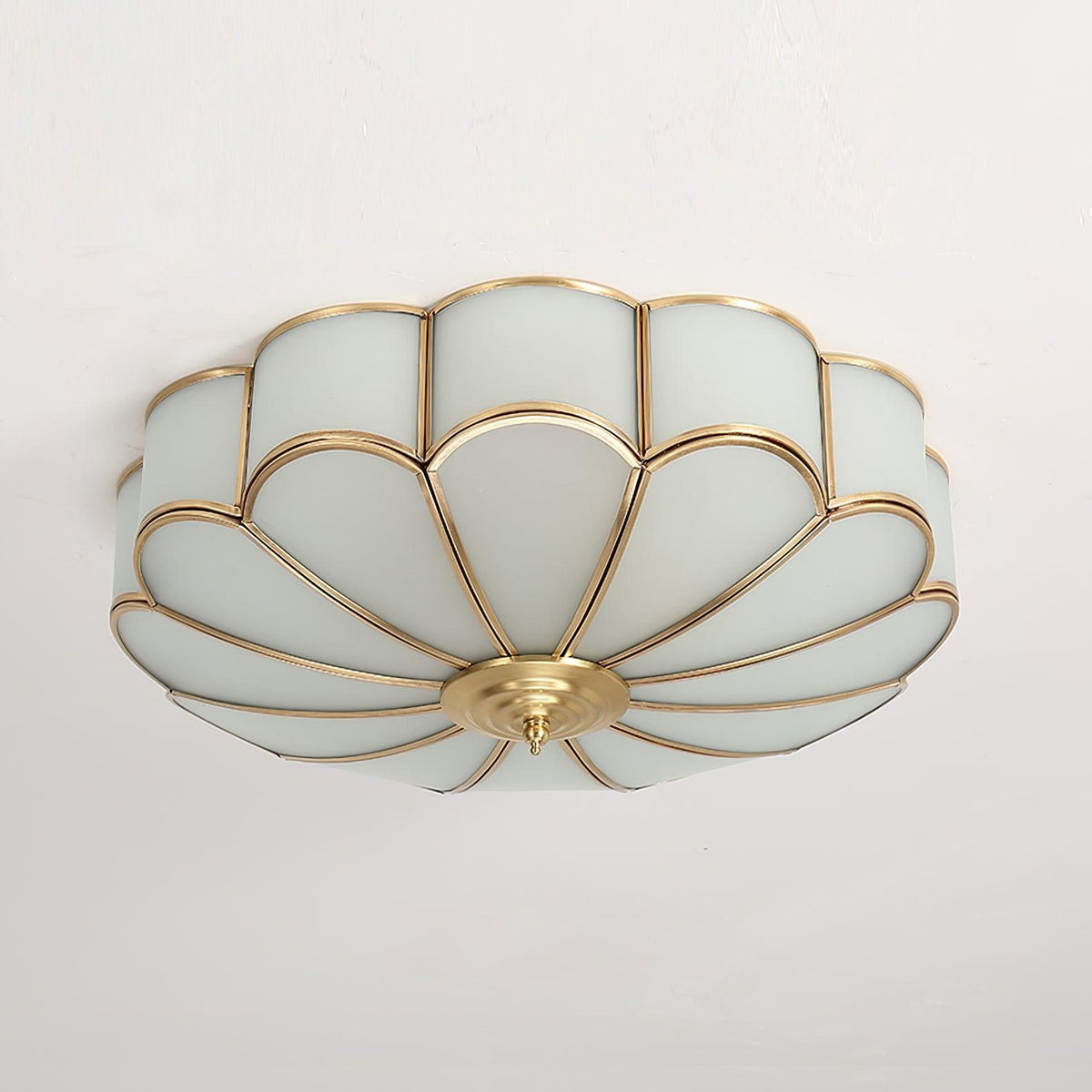 Flush Mount Ceiling Light with Floral Scalloped Design and Frosted Glass - Image 37