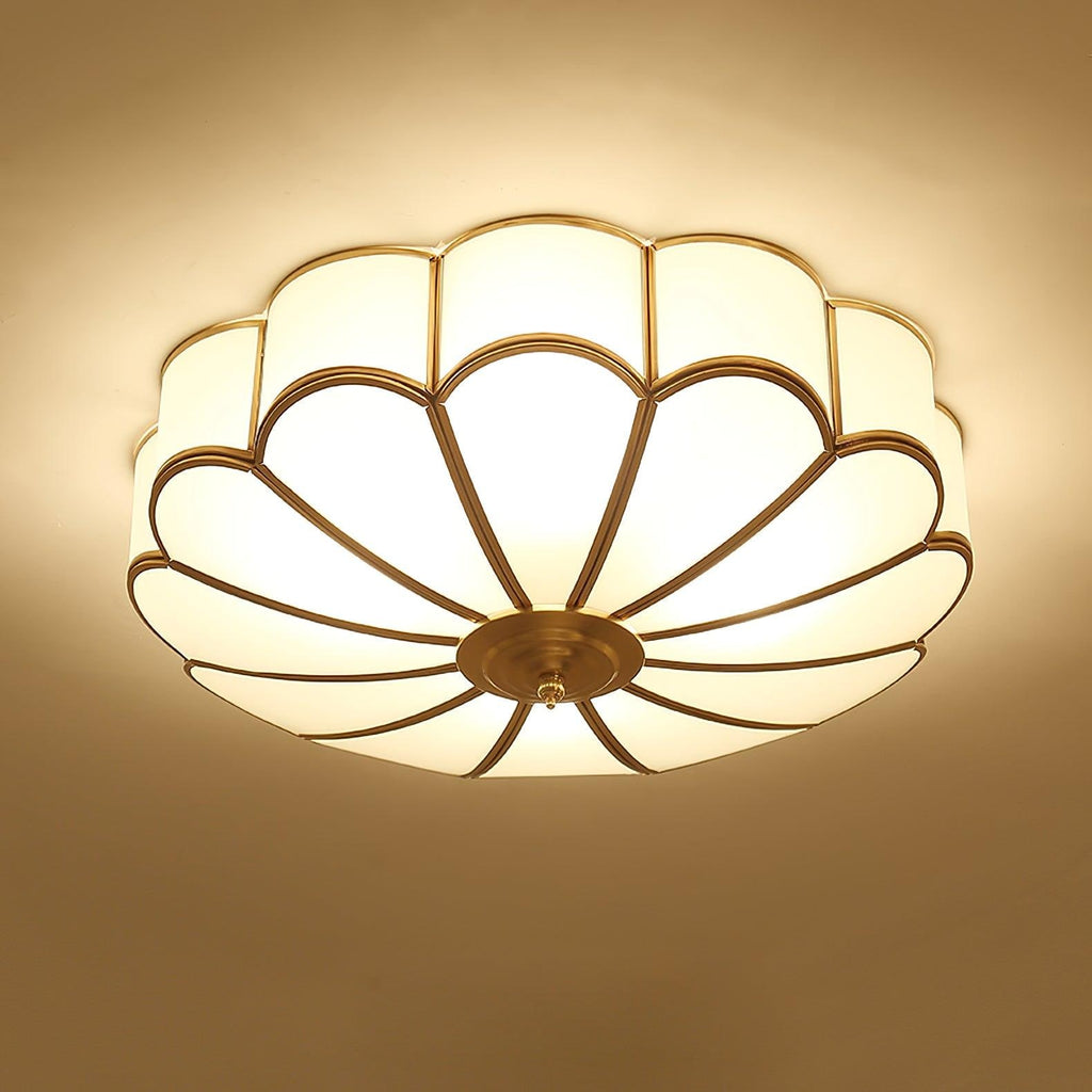 Flush Mount Ceiling Light with Floral Scalloped Design and Frosted Glass - Image 38