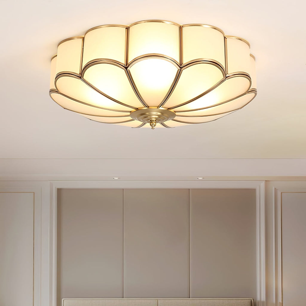 Flush Mount Ceiling Light with Floral Scalloped Design and Frosted Glass - Image 41