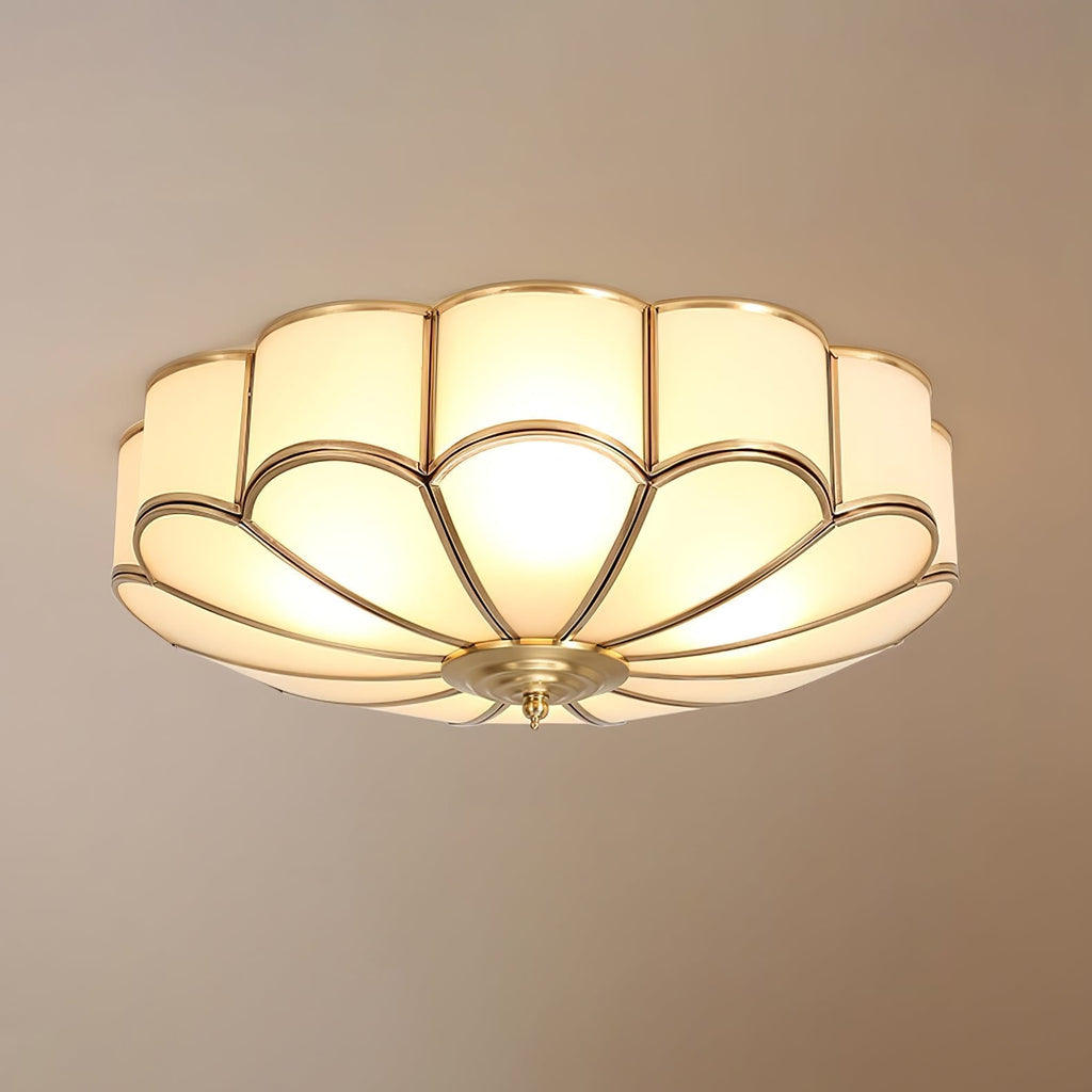 Flush Mount Ceiling Light with Floral Scalloped Design and Frosted Glass - Image 42