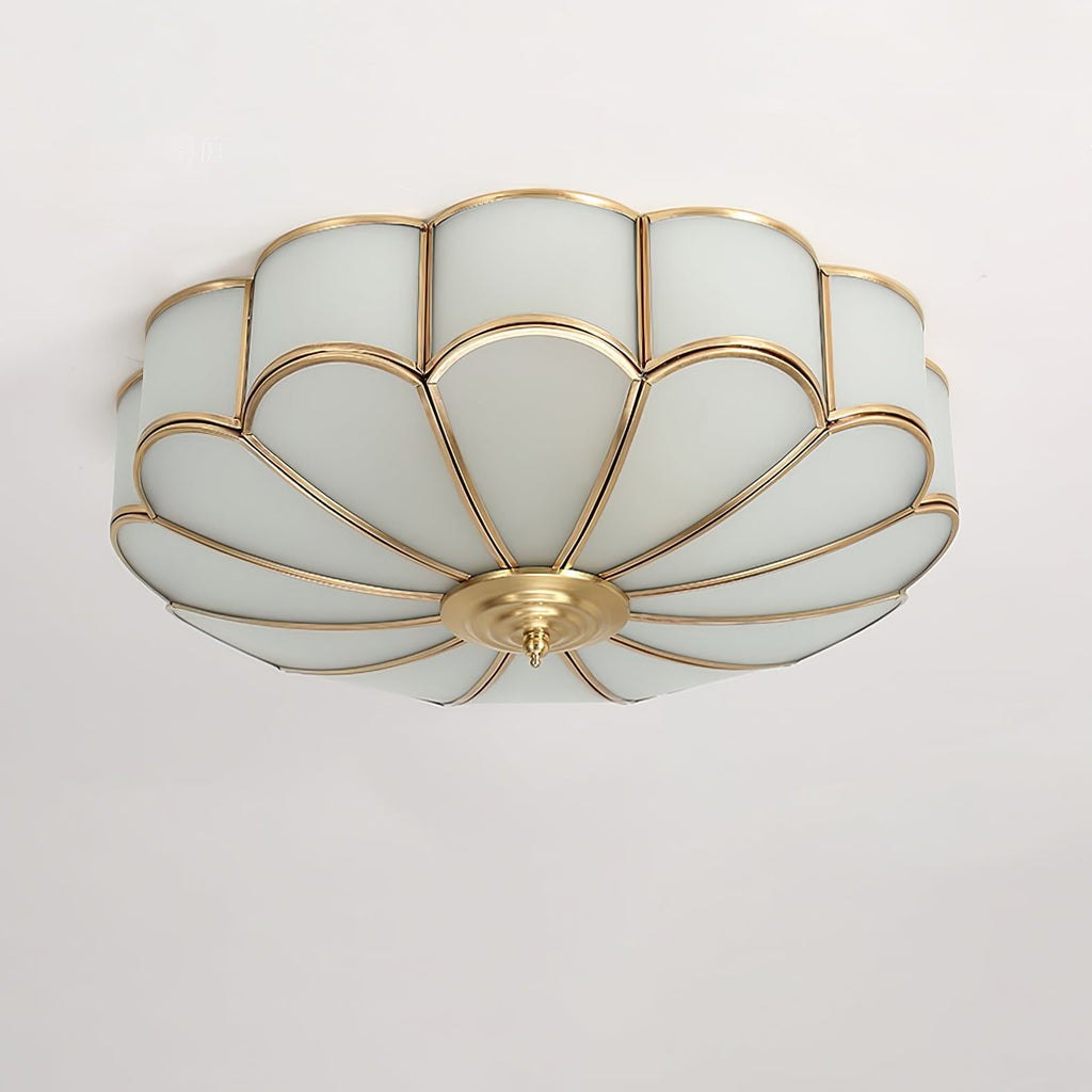 Flush Mount Ceiling Light with Floral Scalloped Design and Frosted Glass - Image 43