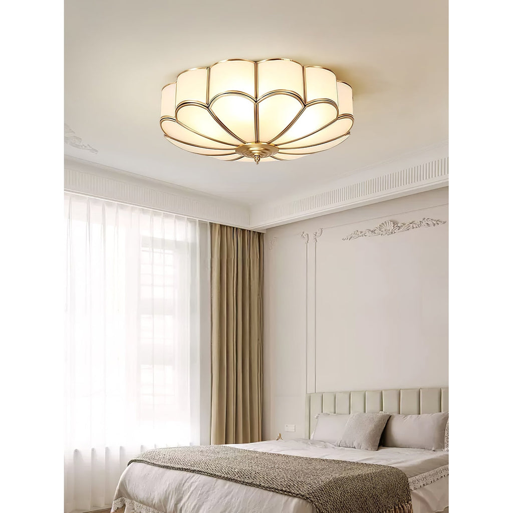 Flush Mount Ceiling Light with Floral Scalloped Design and Frosted Glass - Image 45