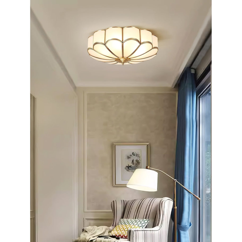 Flush Mount Ceiling Light with Floral Scalloped Design and Frosted Glass - Image 46