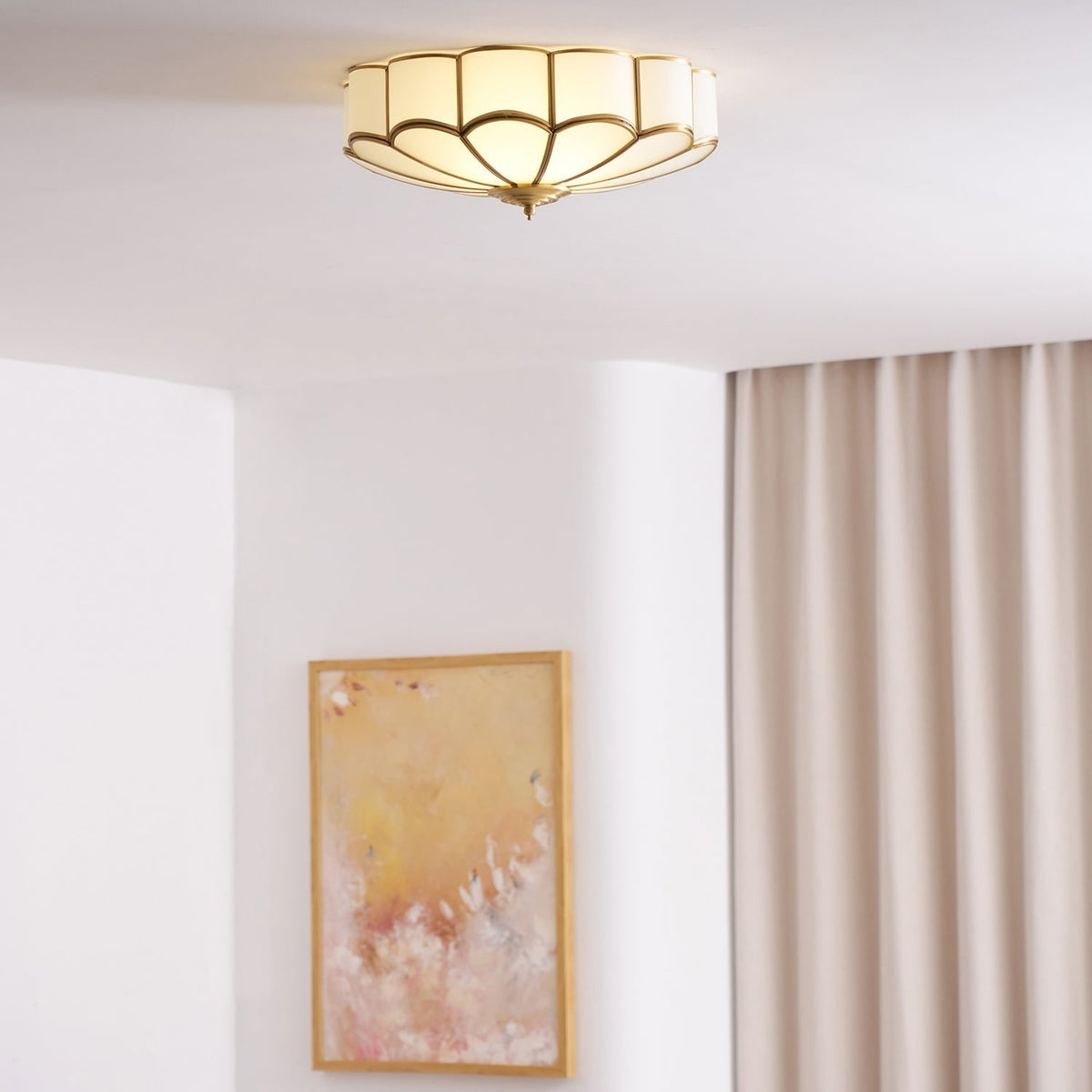 Flush Mount Ceiling Light with Floral Scalloped Design and Frosted Glass - Image 47