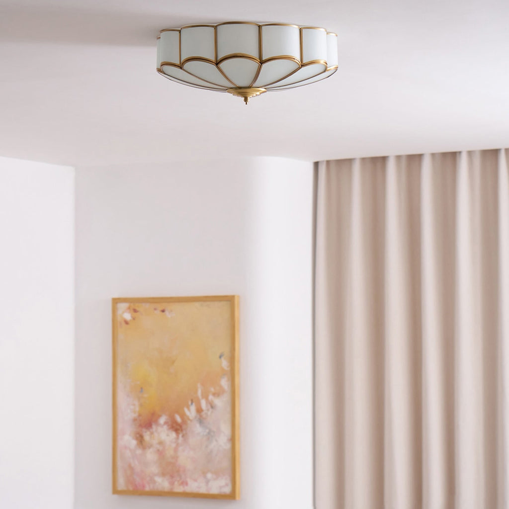 Flush Mount Ceiling Light with Floral Scalloped Design and Frosted Glass - Image 48