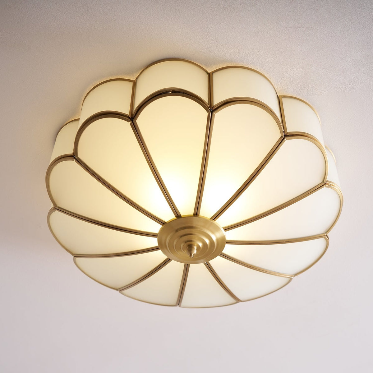 Flush Mount Ceiling Light with Floral Scalloped Design and Frosted Glass - Image 50