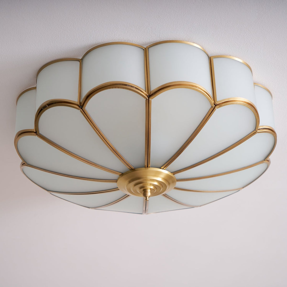 Flush Mount Ceiling Light with Floral Scalloped Design and Frosted Glass - Image 51