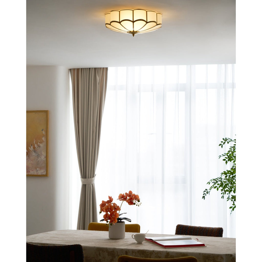 Flush Mount Ceiling Light with Floral Scalloped Design and Frosted Glass - Image 52