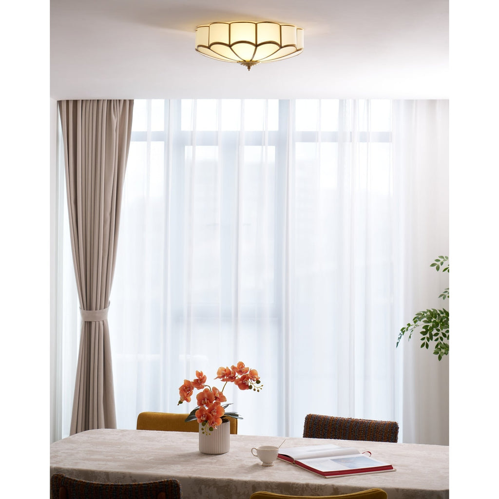 Flush Mount Ceiling Light with Floral Scalloped Design and Frosted Glass - Image 54