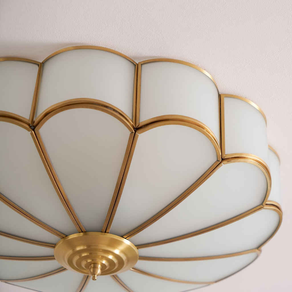 Flush Mount Ceiling Light with Floral Scalloped Design and Frosted Glass - Image 56